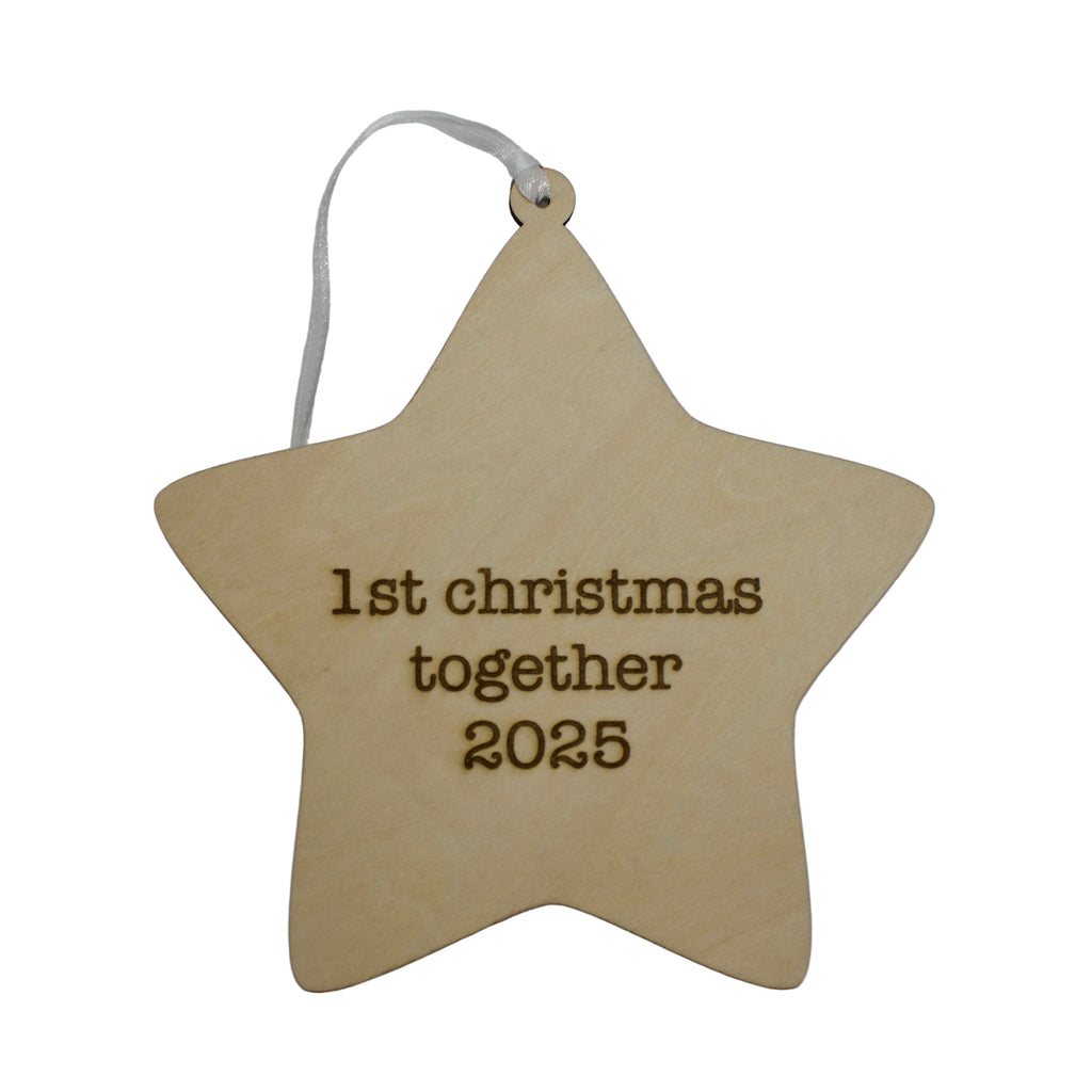 '1st Christmas together 2025' Hanging Wooden Christmas Star Sign