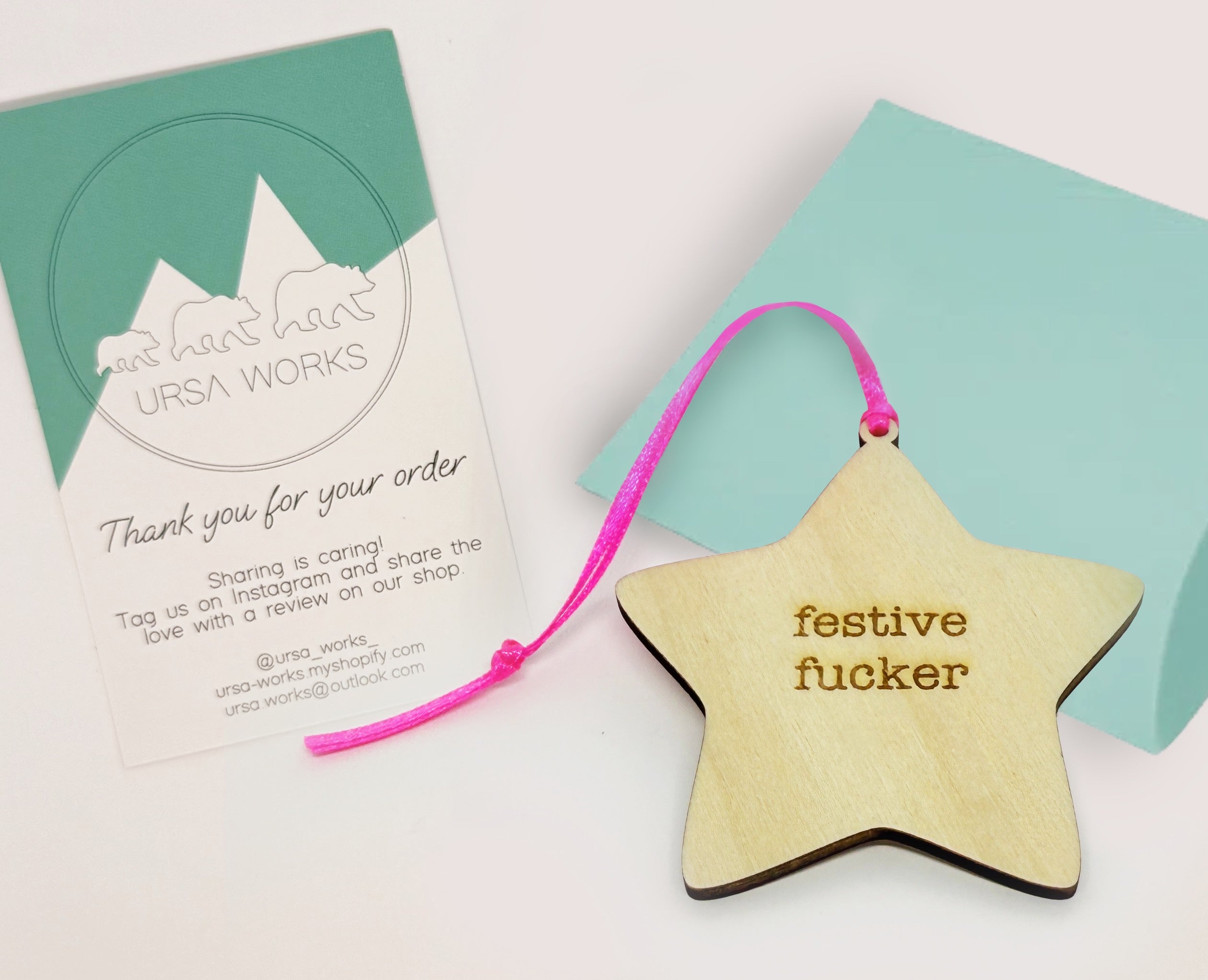 'Sleigh My Name' Hanging Wooden Christmas Star Decoration