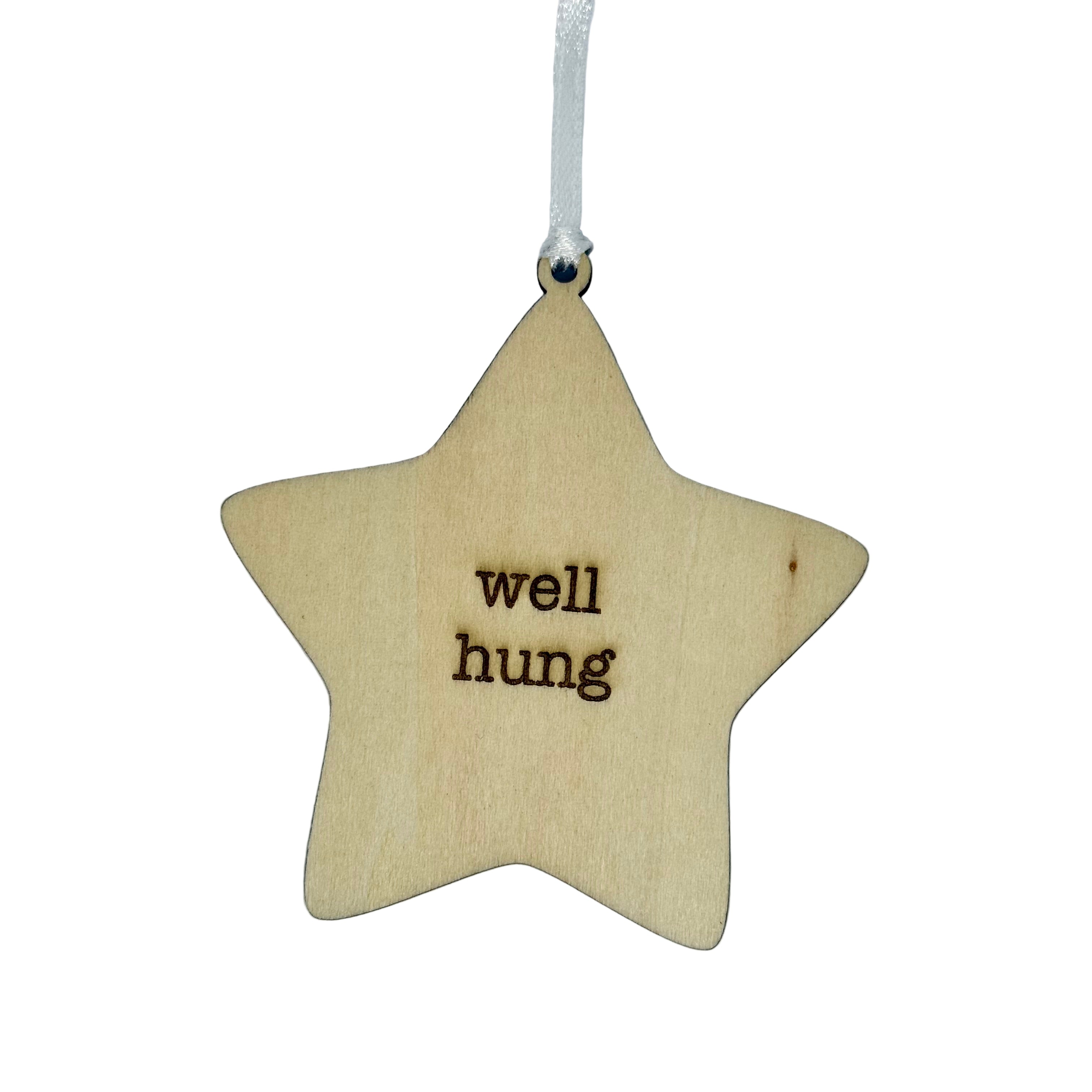 'Well Hung' Hanging Wooden Christmas Star Decoration